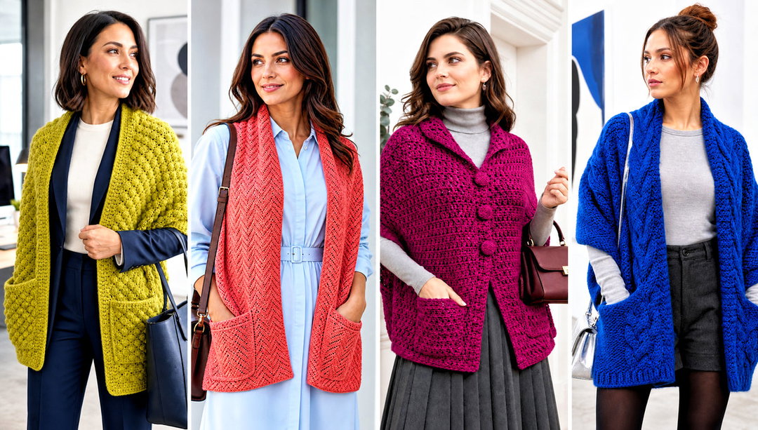 20 Crochet Pocket Scarf Shawl Outfit Ideas for Fall Walks