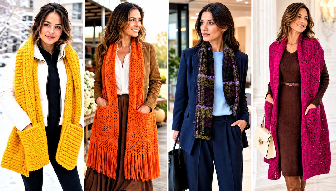 20 Crochet Pocket Scarves Outfit Ideas for Easy Layering