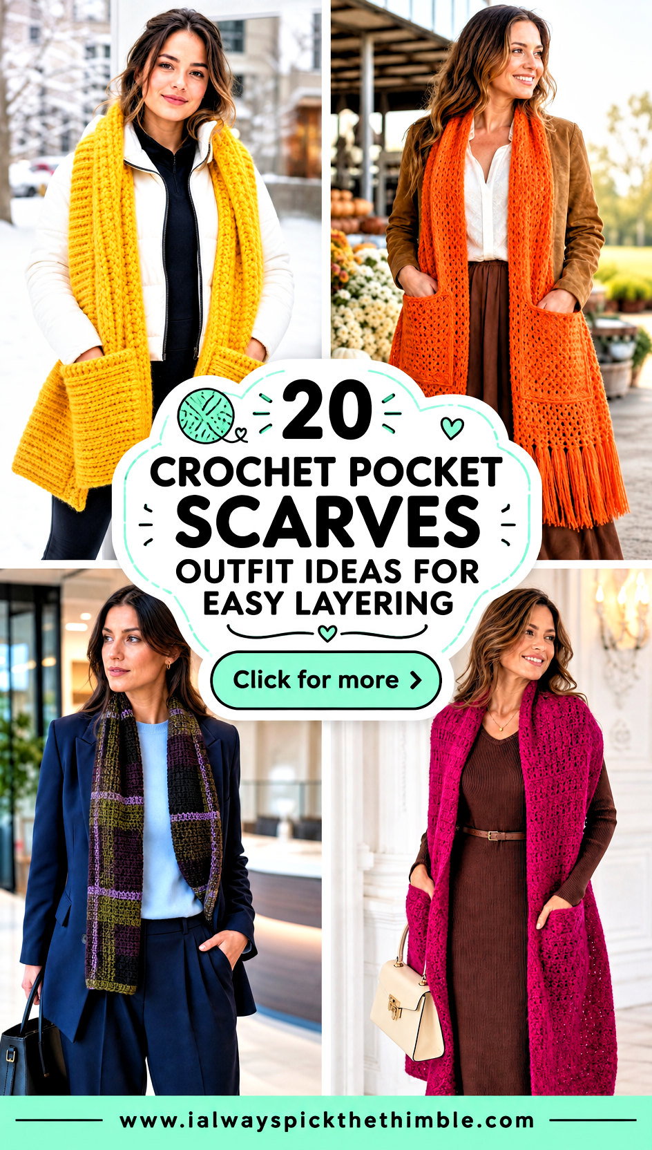 20 Crochet Pocket Scarves Outfit Ideas for Easy Layering - 20 Crochet Pocket Scarves Outfit Ideas for Easy Layering
