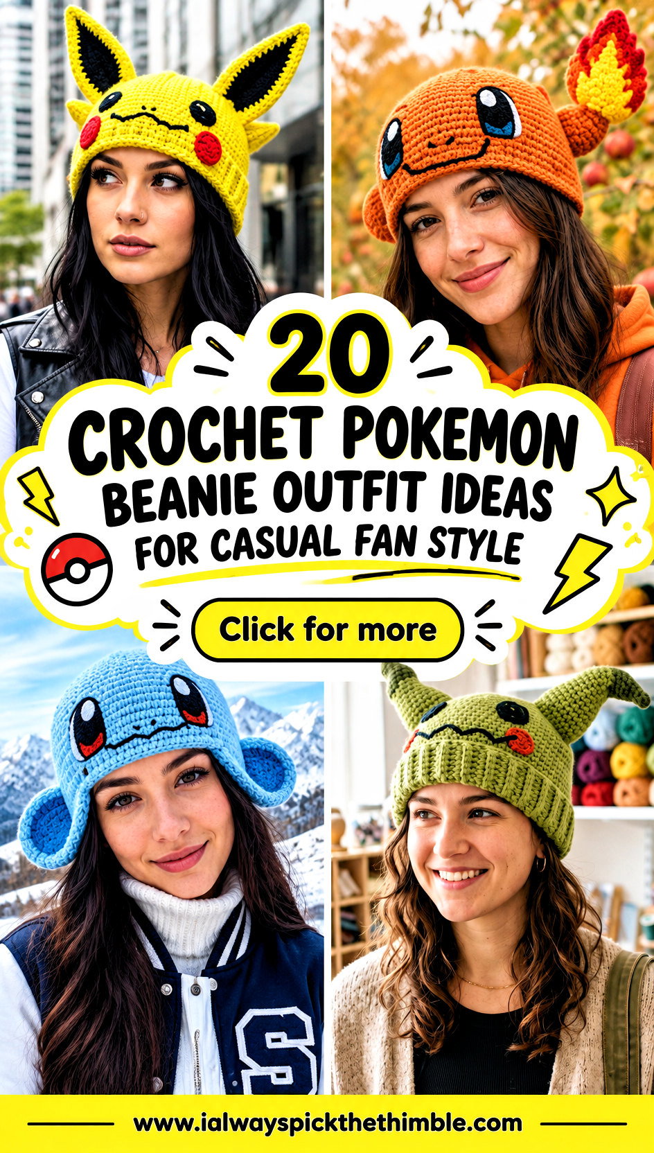 20 Crochet Pokemon Beanie Outfit Ideas for Casual Fan Style - 20 Crochet Pokemon Beanie Outfit Ideas for Casual Fan Style