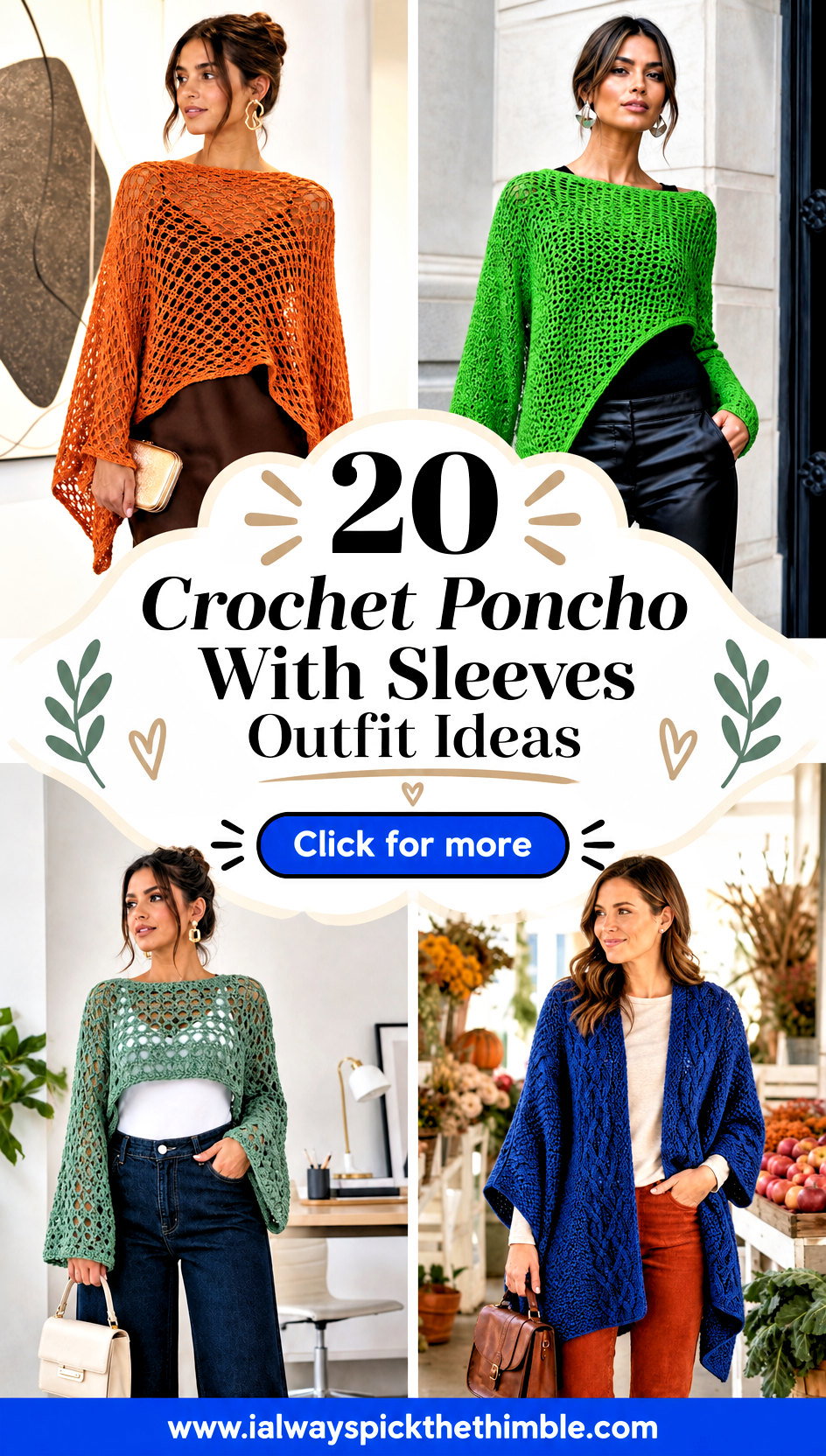 20 Crochet Poncho With Sleeves Outfit Ideas for Layering - 20 Crochet Poncho With Sleeves Outfit Ideas for Layering