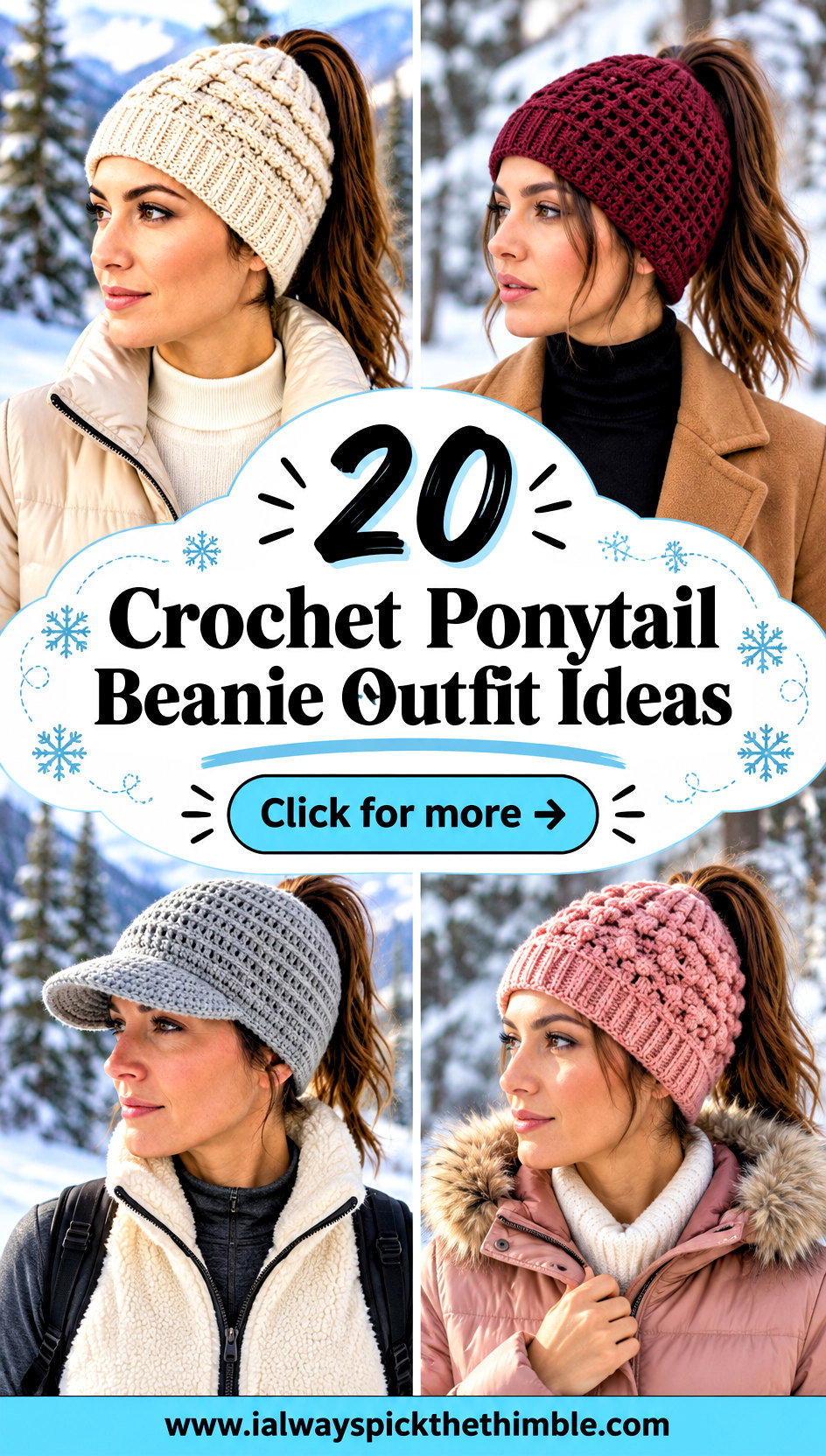20 Crochet Ponytail Beanie Outfit Ideas for Winter Walks - 20 Crochet Ponytail Beanie Outfit Ideas for Winter Walks
