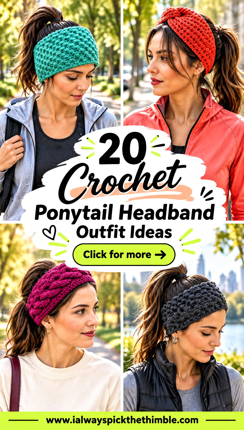 20 Crochet Ponytail Headband Outfit Ideas for Active Days - 20 Crochet Ponytail Headband Outfit Ideas for Active Days