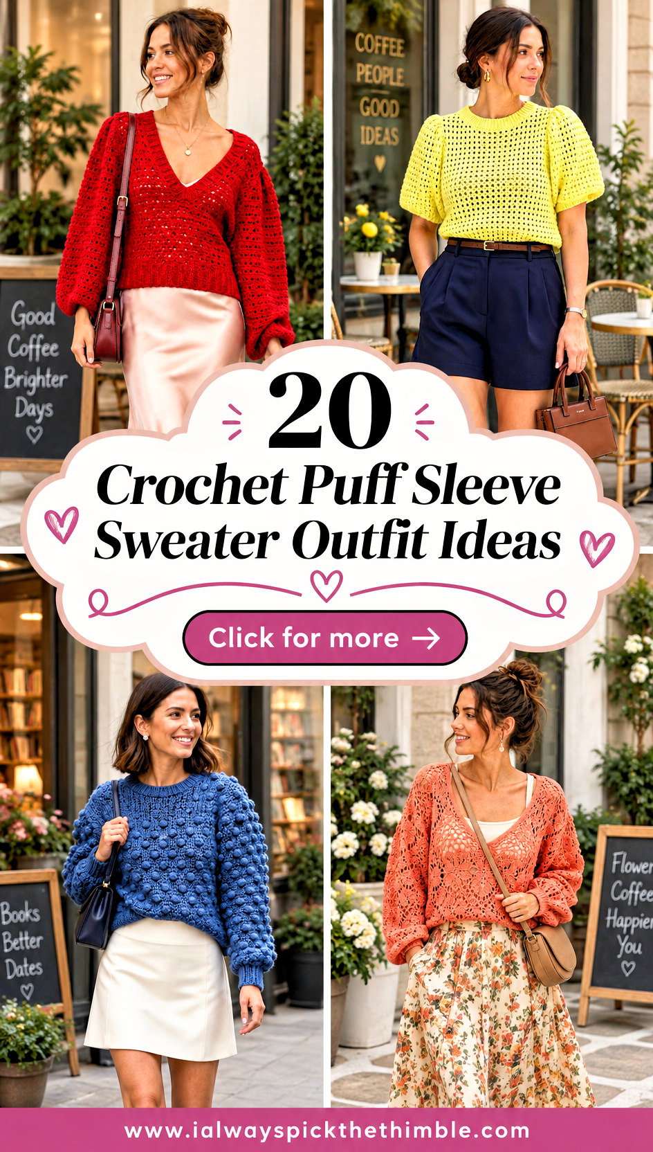 20 Crochet Puff Sleeve Sweater Outfit Ideas for Cozy Dates - 20 Crochet Puff Sleeve Sweater Outfit Ideas for Cozy Dates