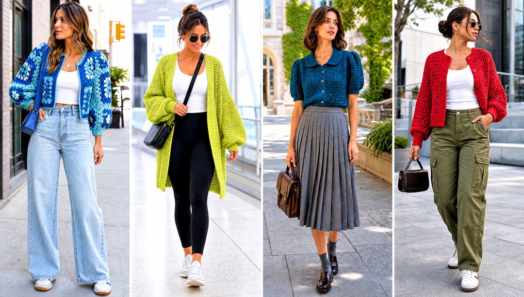20 Crochet Puffy Sleeve Cardigan Outfit Ideas for Brunch