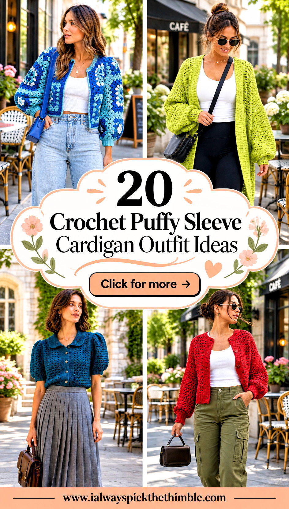 20 Crochet Puffy Sleeve Cardigan Outfit Ideas for Brunch - 20 Crochet Puffy Sleeve Cardigan Outfit Ideas for Brunch