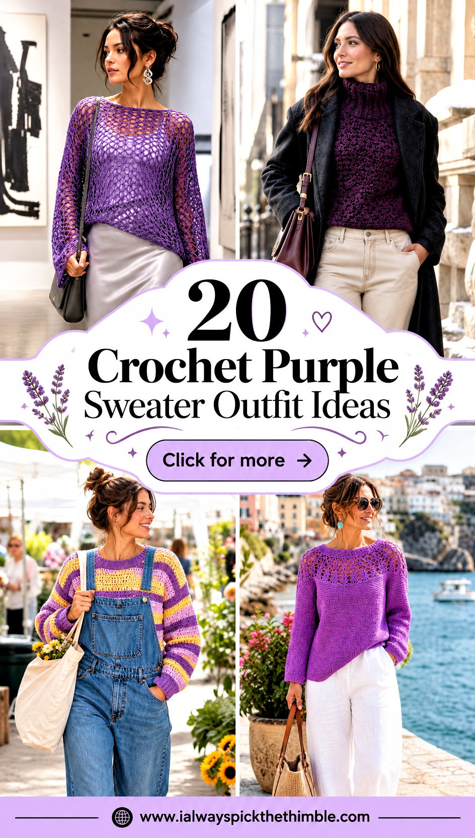 20 Crochet Purple Sweater Outfit Ideas With Soft Neutrals - 20 Crochet Purple Sweater Outfit Ideas With Soft Neutrals