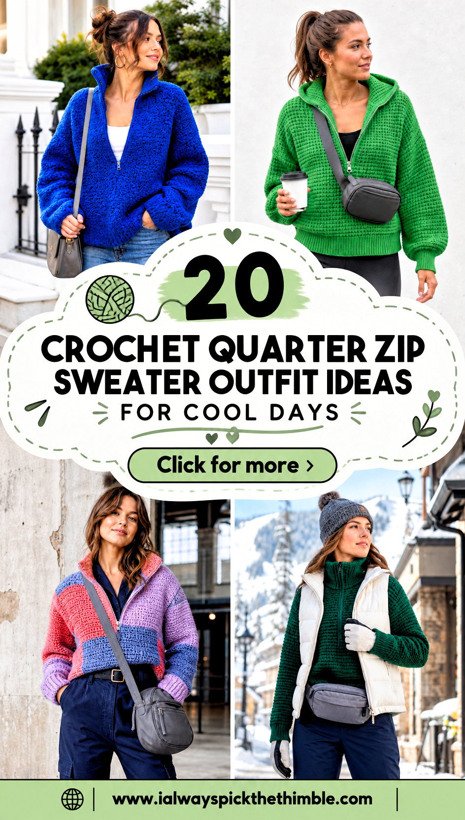 20 Crochet Quarter Zip Sweater Outfit Ideas for Cool Days - 20 Crochet Quarter Zip Sweater Outfit Ideas for Cool Days