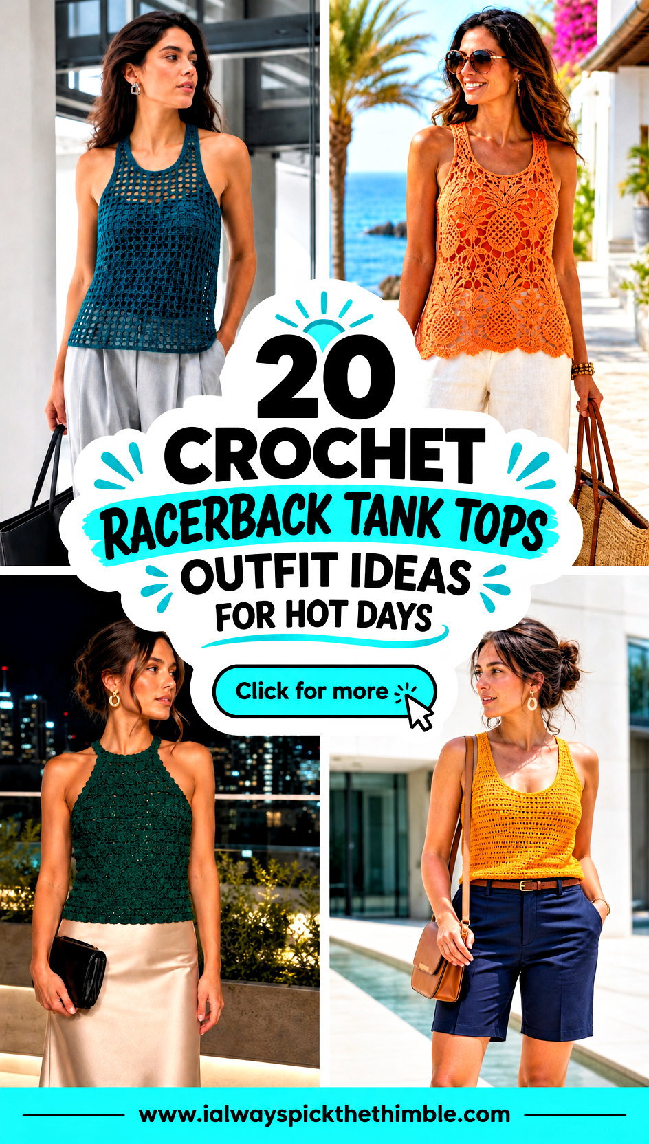 20 Crochet Racerback Tank Tops Outfit Ideas for Hot Days - 20 Crochet Racerback Tank Tops Outfit Ideas for Hot Days