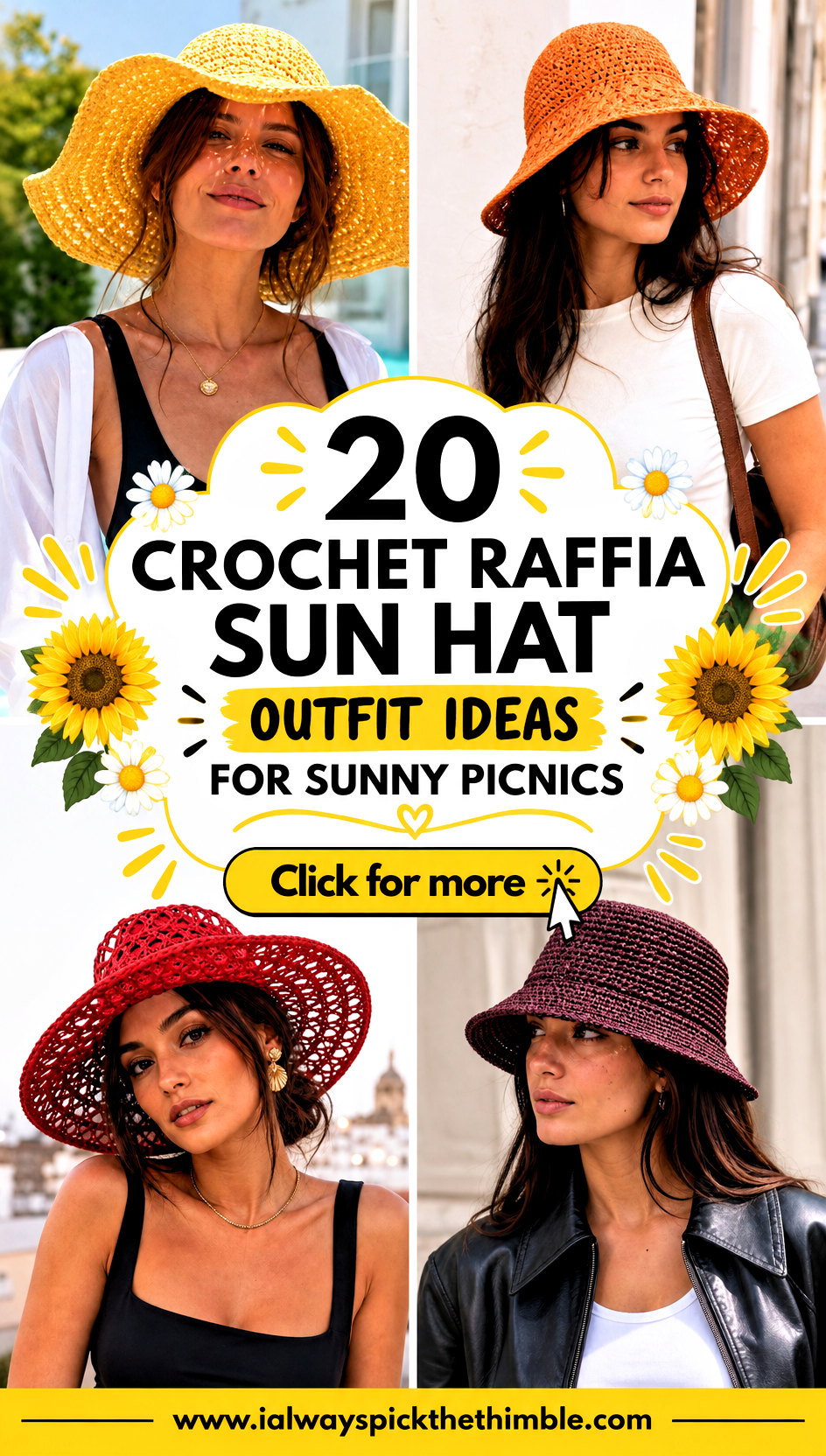 20 Crochet Raffia Sun Hat Outfit Ideas for Sunny Picnics - 20 Crochet Raffia Sun Hat Outfit Ideas for Sunny Picnics