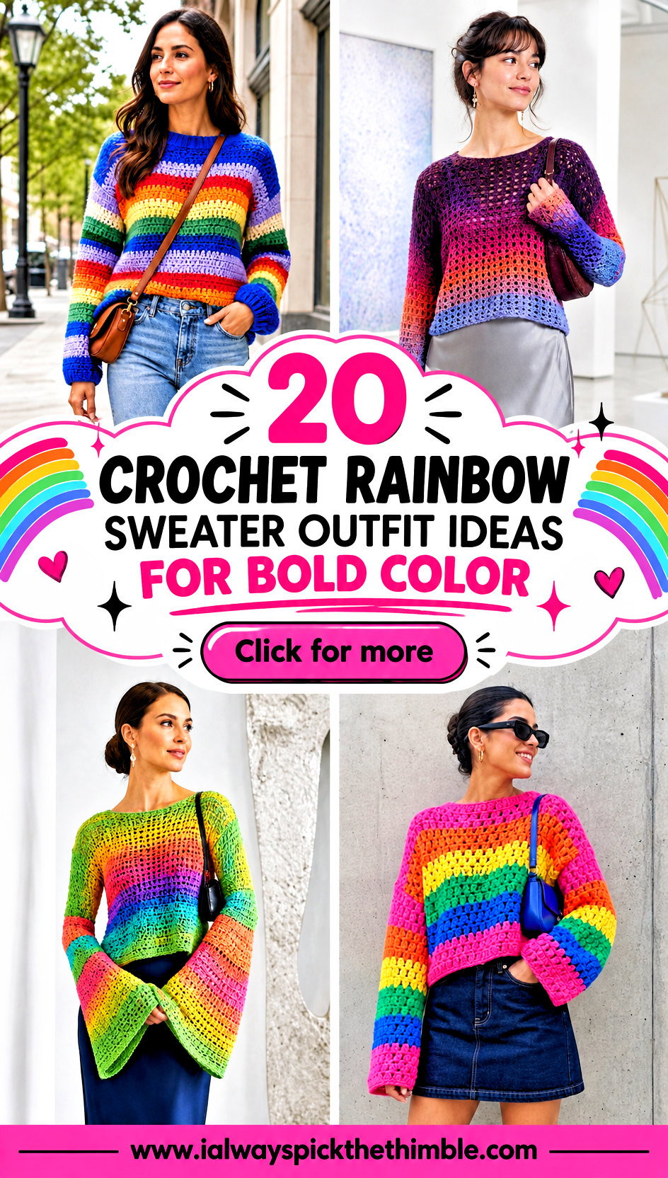 20 Crochet Rainbow Sweater Outfit Ideas for Bold Color - 20 Crochet Rainbow Sweater Outfit Ideas for Bold Color