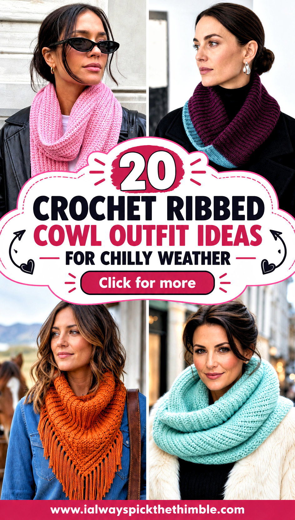 20 Crochet Ribbed Cowl Outfit Ideas for Chilly Weather - 20 Crochet Ribbed Cowl Outfit Ideas for Chilly Weather