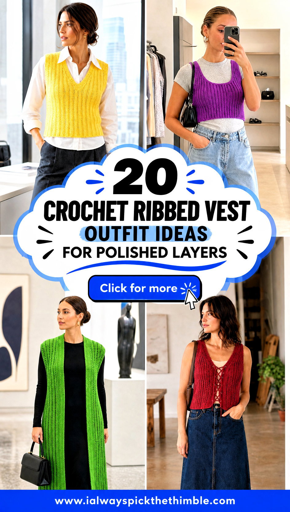 20 Crochet Ribbed Vest Outfit Ideas for Polished Layers - 20 Crochet Ribbed Vest Outfit Ideas for Polished Layers