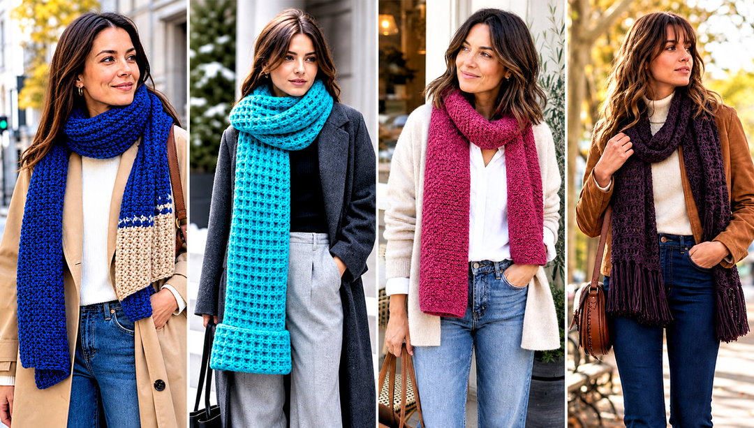 20 Crochet Roll Up Scarf Outfit Ideas for Crisp Fall Days