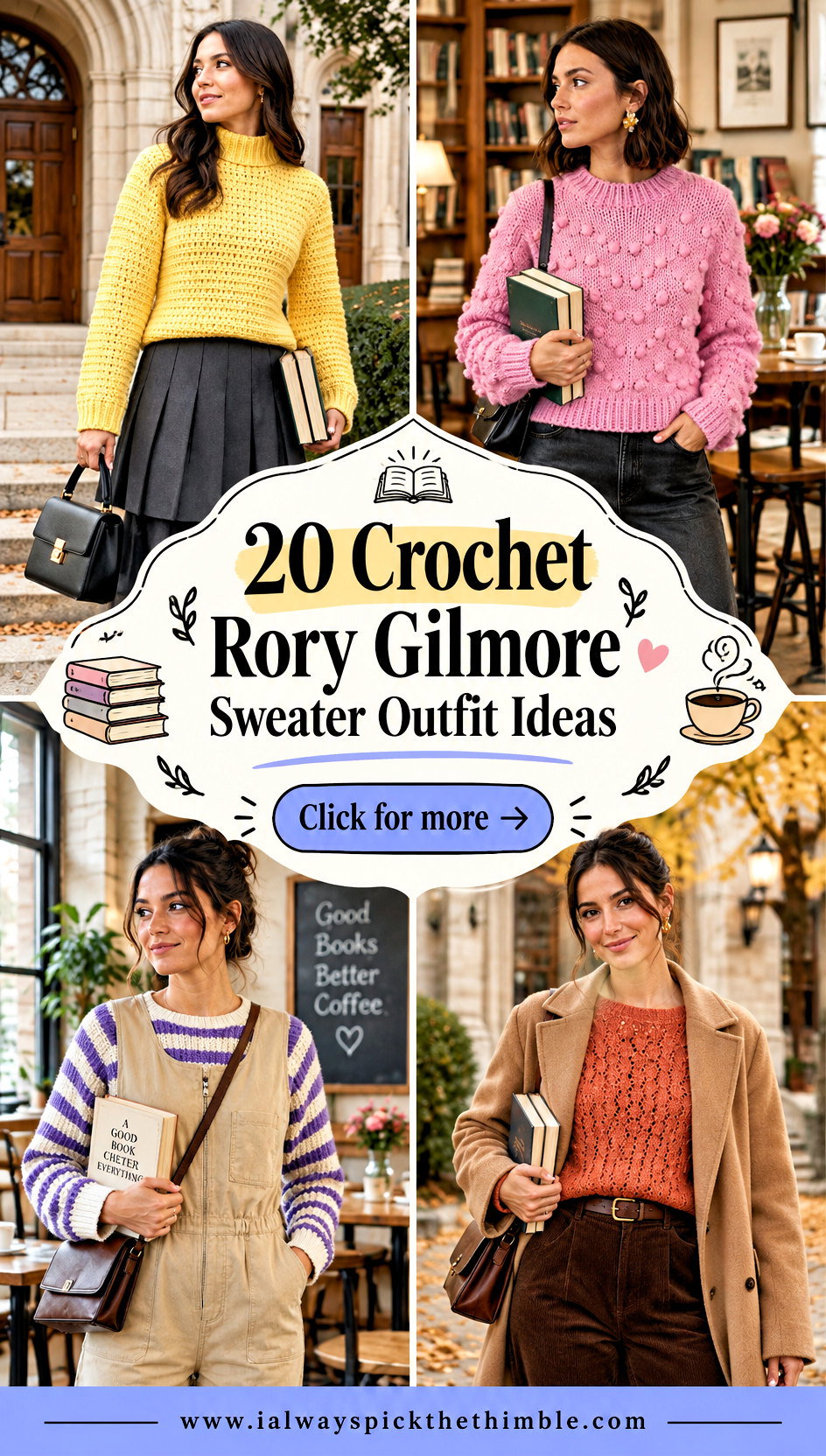 20 Crochet Rory Gilmore Sweater Outfit Ideas for Book Lovers - 20 Crochet Rory Gilmore Sweater Outfit Ideas for Book Lovers