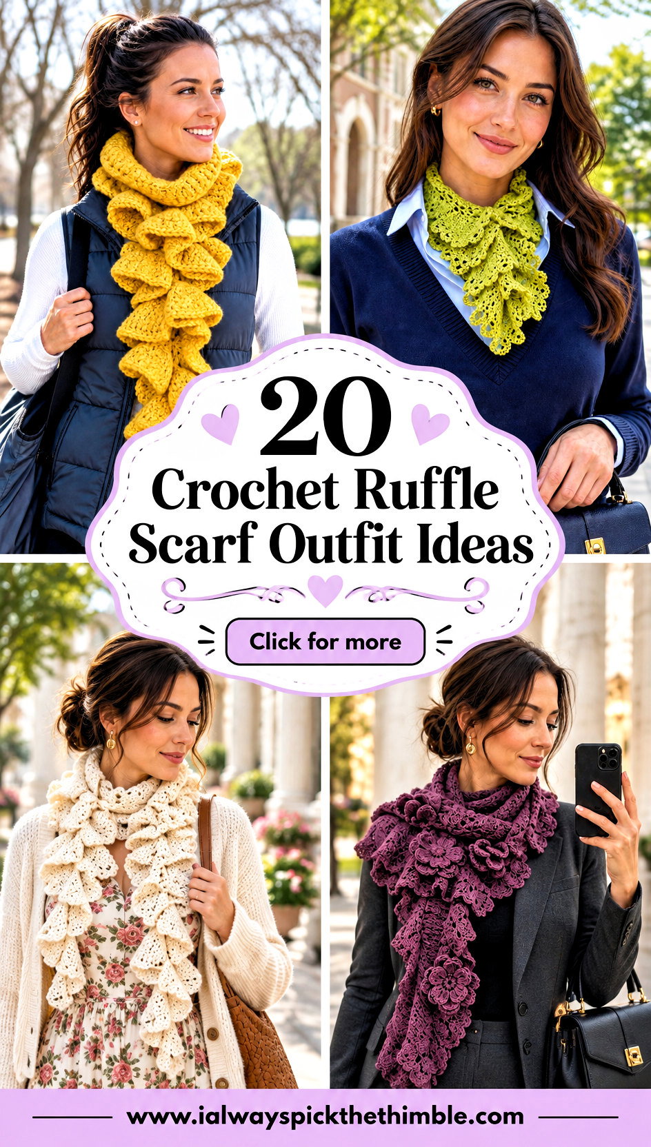 20 Crochet Ruffle Scarf Outfit Ideas for Romantic Layers - 20 Crochet Ruffle Scarf Outfit Ideas for Romantic Layers