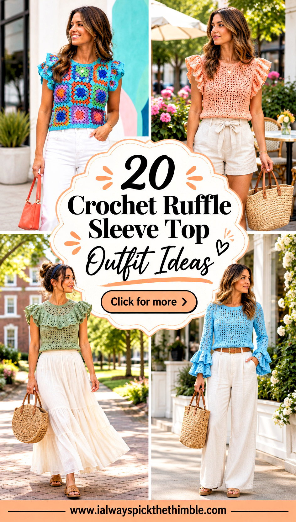 20 Crochet Ruffle Sleeve Top Outfit Ideas for Weekend Plans - 20 Crochet Ruffle Sleeve Top Outfit Ideas for Weekend Plans