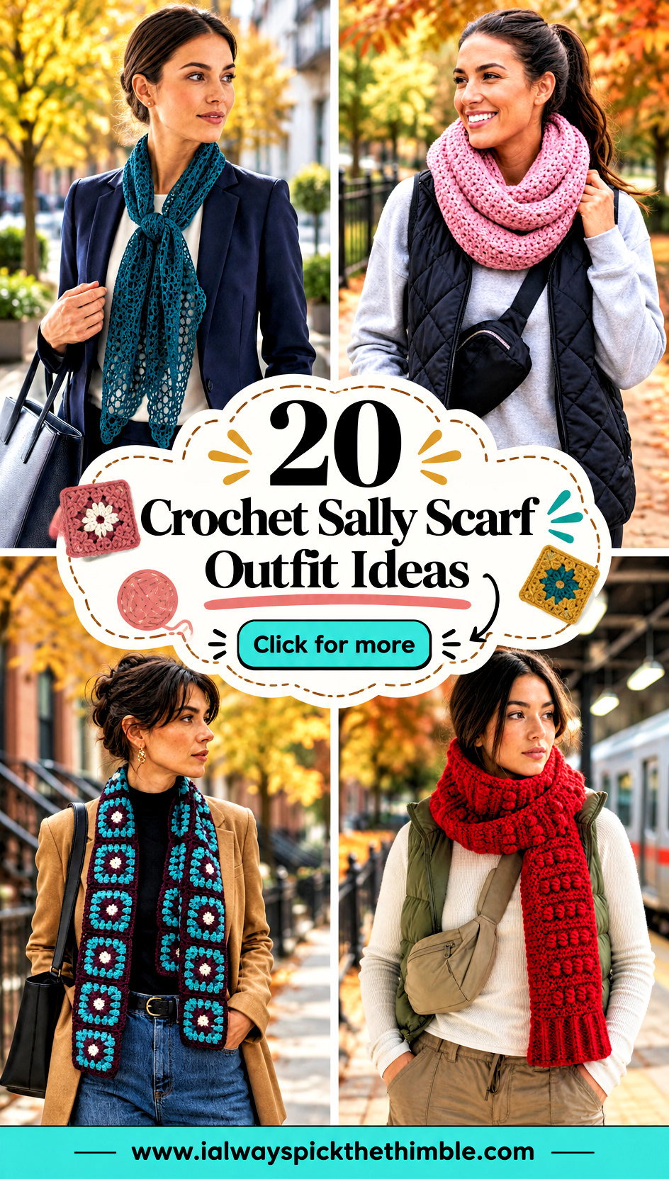 20 Crochet Sally Scarf Outfit Ideas for Colorful Fall Looks - 20 Crochet Sally Scarf Outfit Ideas for Colorful Fall Looks