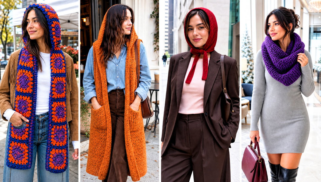 20 Crochet Scarf Hood Outfit Ideas for Chilly Mornings