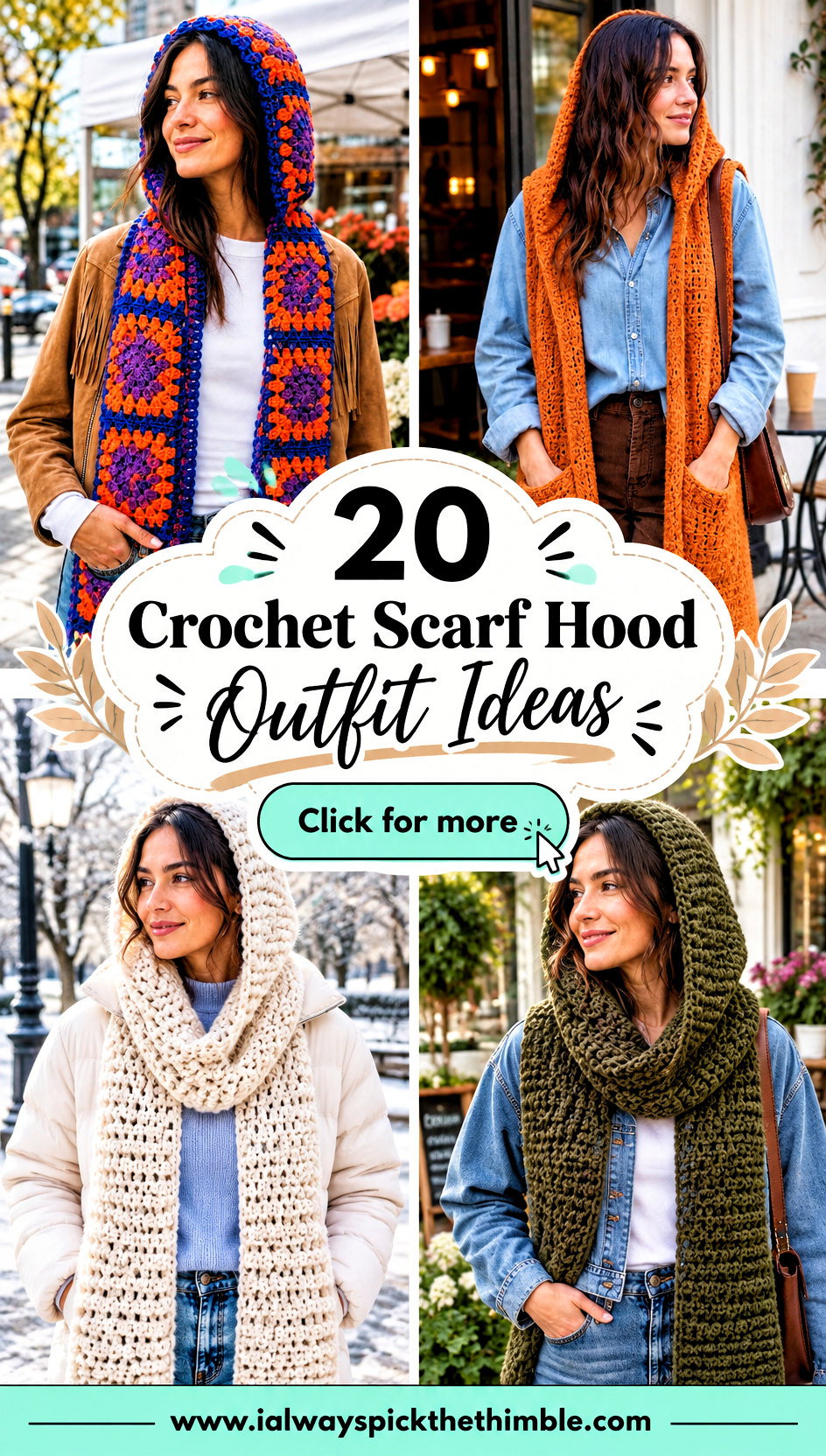 20 Crochet Scarf Hood Outfit Ideas for Chilly Mornings - 20 Crochet Scarf Hood Outfit Ideas for Chilly Mornings