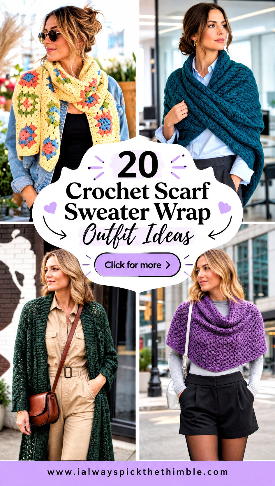 20 Crochet Scarf Sweater Wrap Outfit Ideas for Layering - 20 Crochet Scarf Sweater Wrap Outfit Ideas for Layering