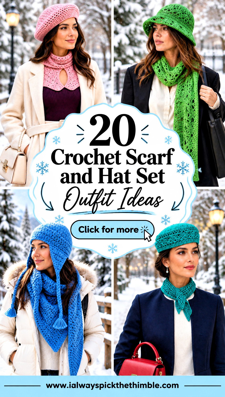 20 Crochet Scarf and Hat Set Outfit Ideas for Winter Walks - 20 Crochet Scarf and Hat Set Outfit Ideas for Winter Walks