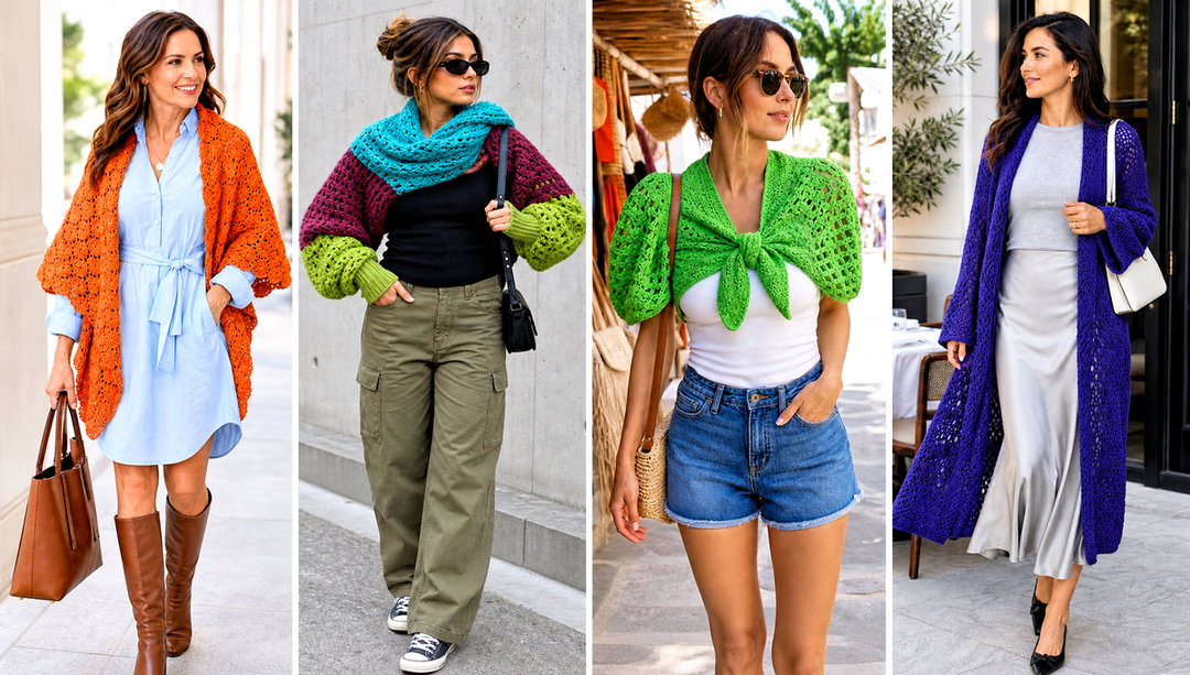 20 Crochet Scarf with Arms Outfit Ideas for Cozy Days