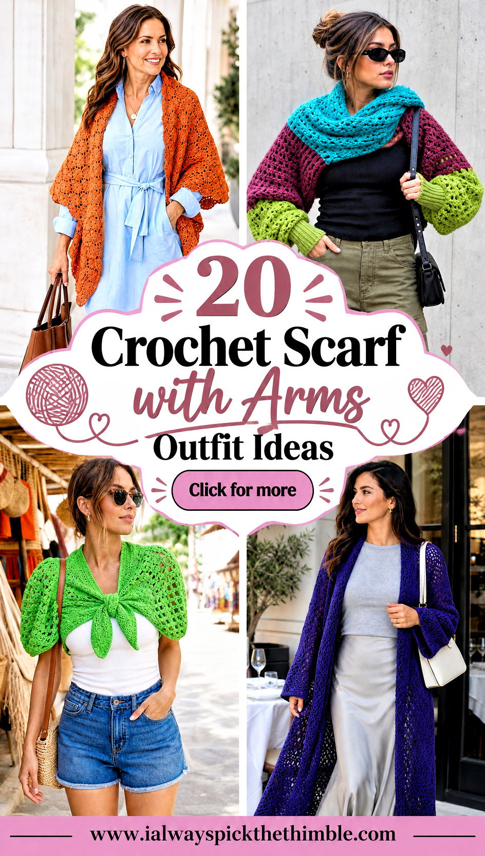 20 Crochet Scarf with Arms Outfit Ideas for Cozy Days - 20 Crochet Scarf with Arms Outfit Ideas for Cozy Days