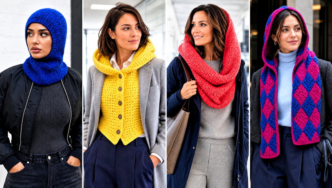 20 Crochet Scarf with Hood Outfit Ideas for Cold Walks