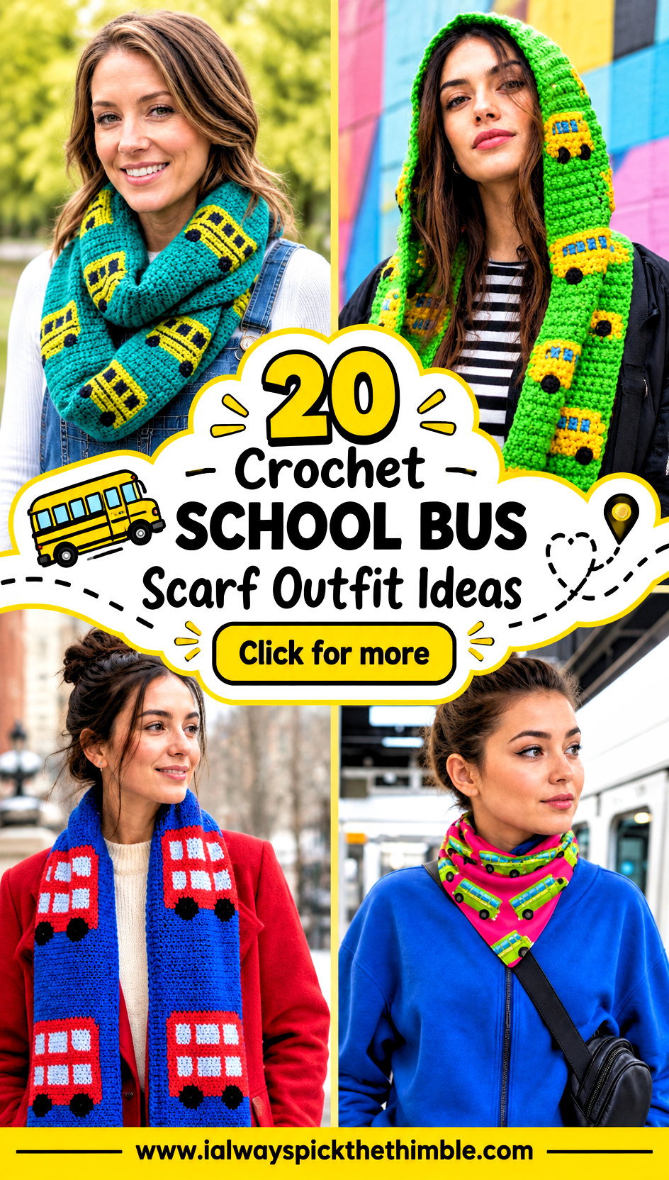 20 Crochet School Bus Scarf Outfit Ideas for Playful Looks - 20 Crochet School Bus Scarf Outfit Ideas for Playful Looks