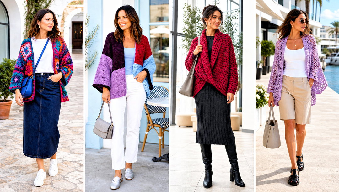 20 Crochet Shawl Sweater Outfit Ideas for Weekend Wear