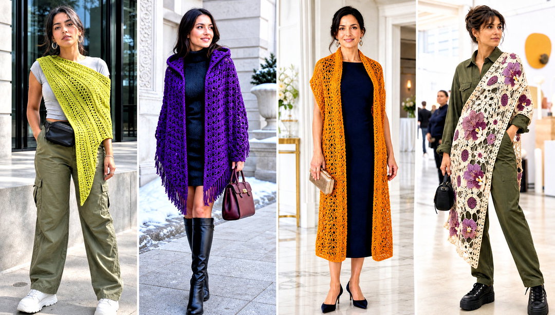20 Crochet Shawl Worsted Weight Yarn Outfit Ideas for Fall
