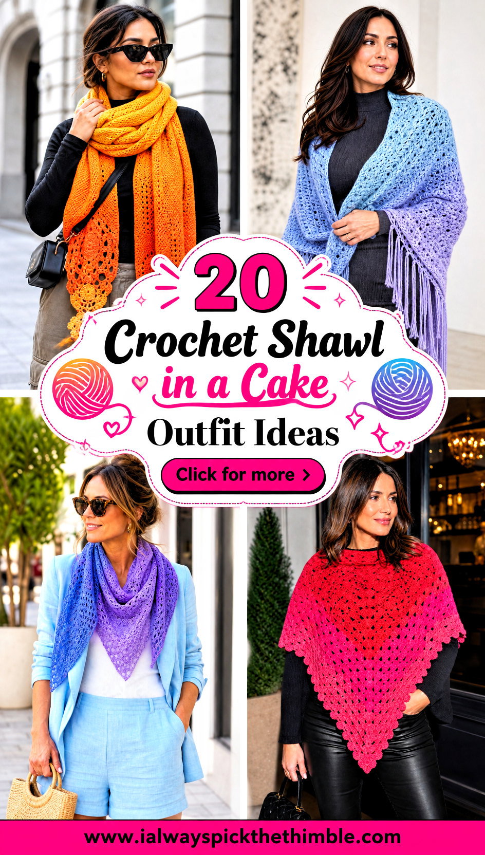 20 Crochet Shawl in a Cake Outfit Ideas for Color Lovers - 20 Crochet Shawl in a Cake Outfit Ideas for Color Lovers