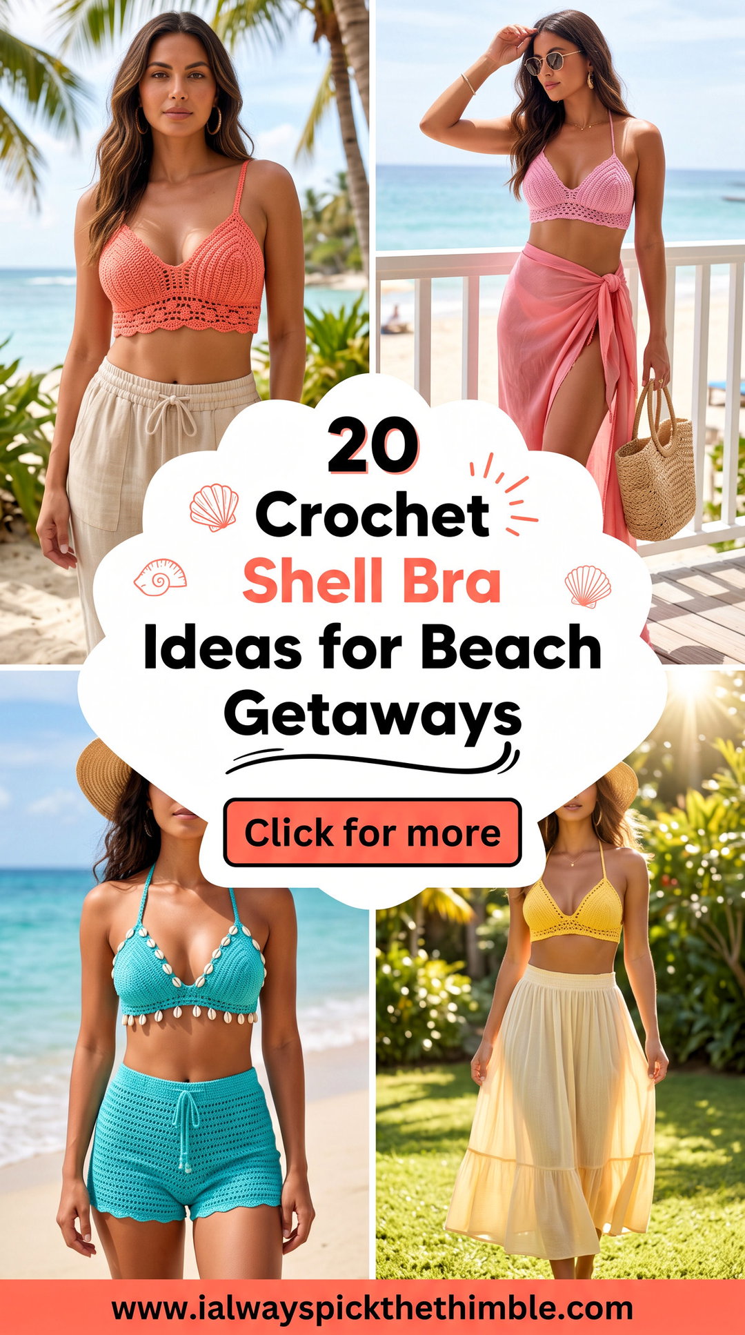 20 Crochet Shell Bra Outfit Ideas for Beach Getaways - 20 Crochet Shell Bra Outfit Ideas for Beach Getaways