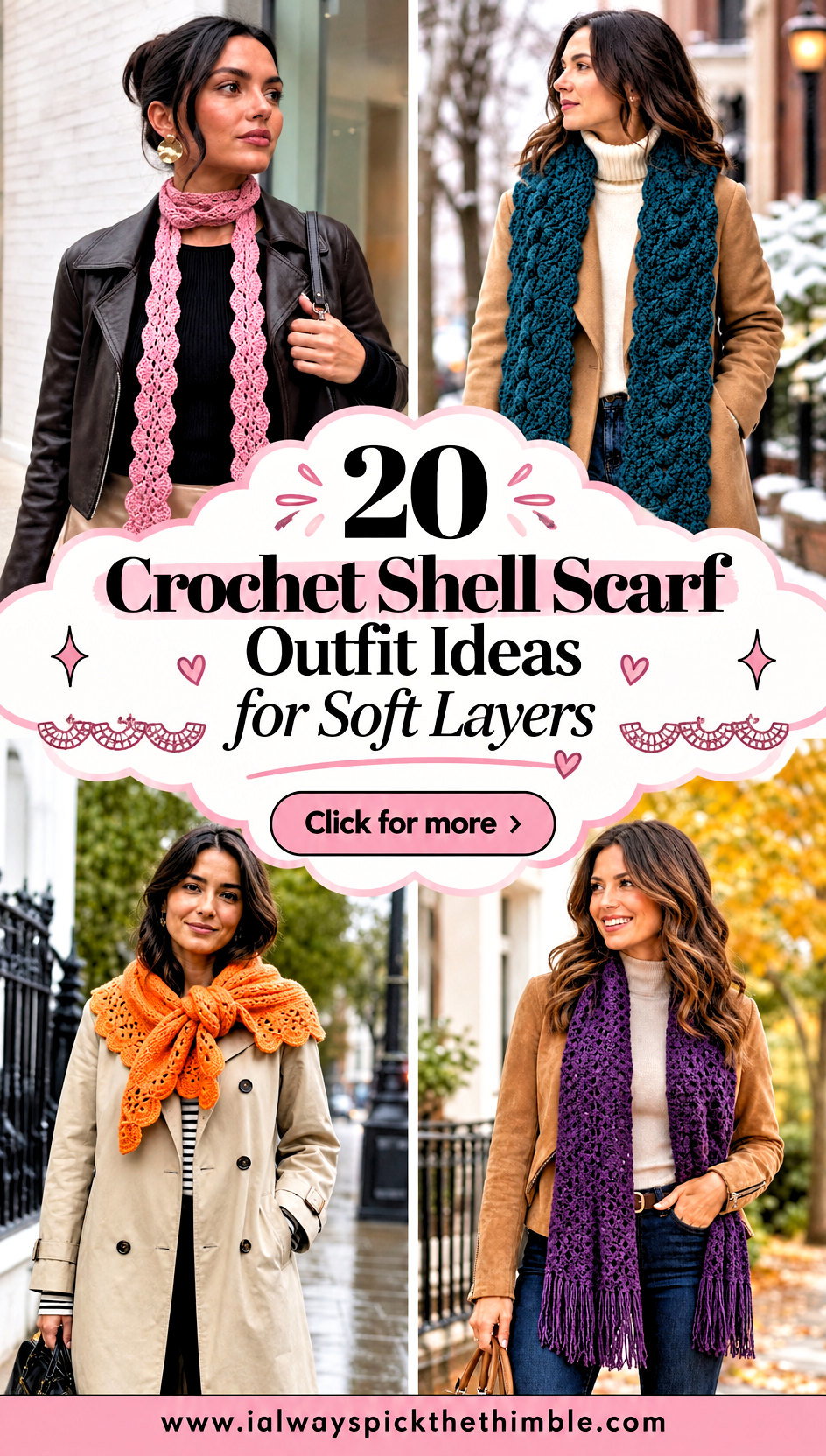20 Crochet Shell Scarf Outfit Ideas for Soft Layers - 20 Crochet Shell Scarf Outfit Ideas for Soft Layers