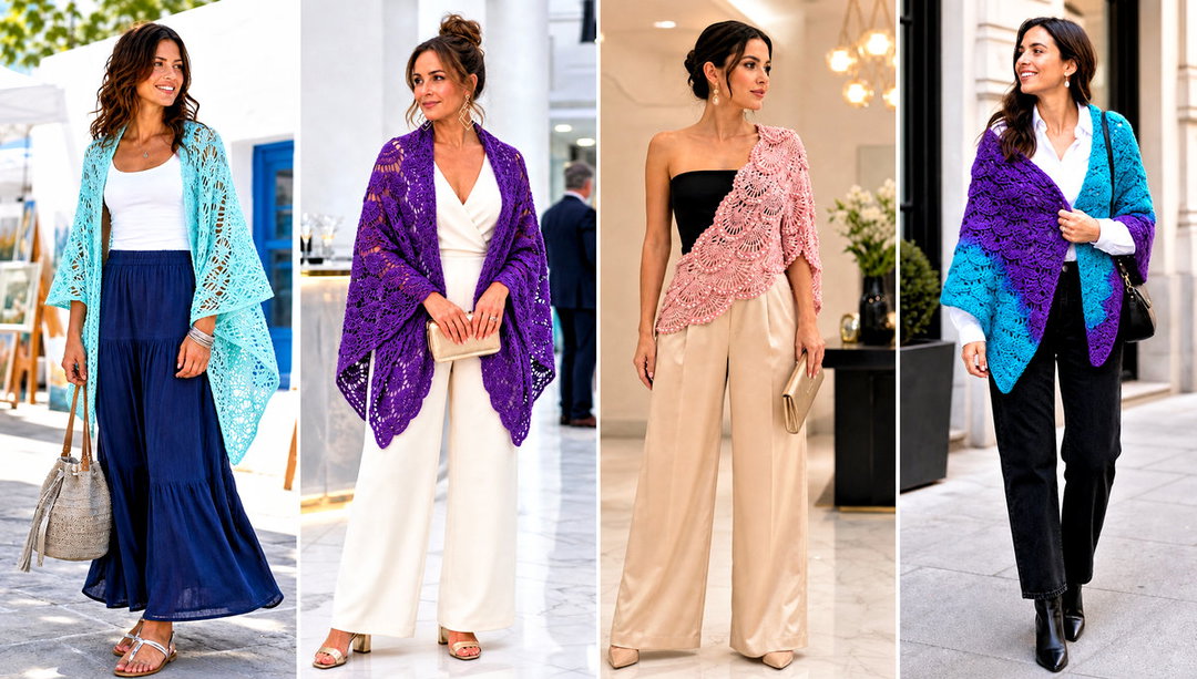20 Crochet Shell Shawl Outfit Ideas for Dressy Days