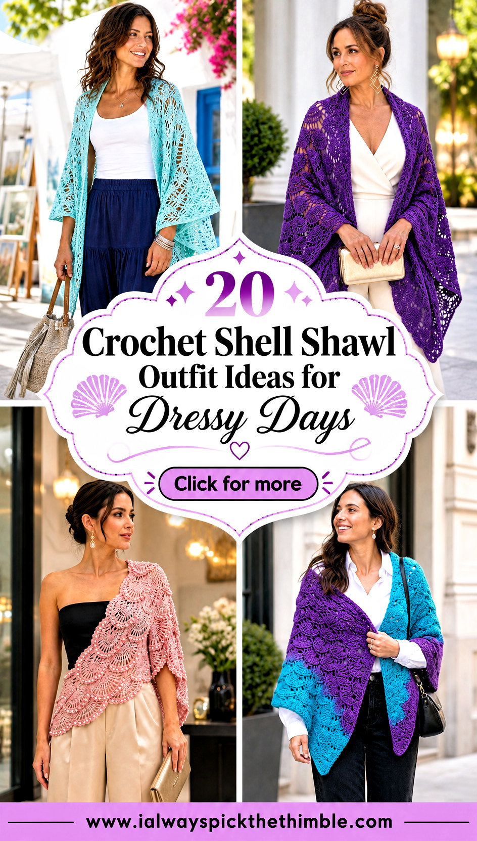 20 Crochet Shell Shawl Outfit Ideas for Dressy Days - 20 Crochet Shell Shawl Outfit Ideas for Dressy Days