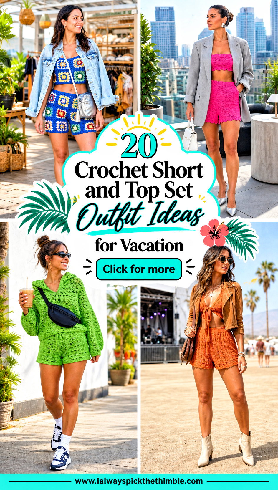 20 Crochet Short and Top Set Outfit Ideas for Vacation - 20 Crochet Short and Top Set Outfit Ideas for Vacation