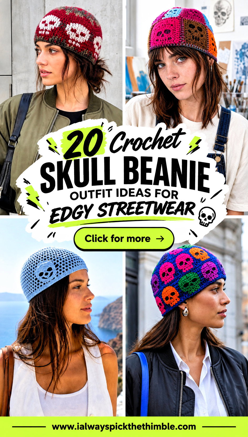 20 Crochet Skull Beanie Outfit Ideas for Edgy Streetwear - 20 Crochet Skull Beanie Outfit Ideas for Edgy Streetwear