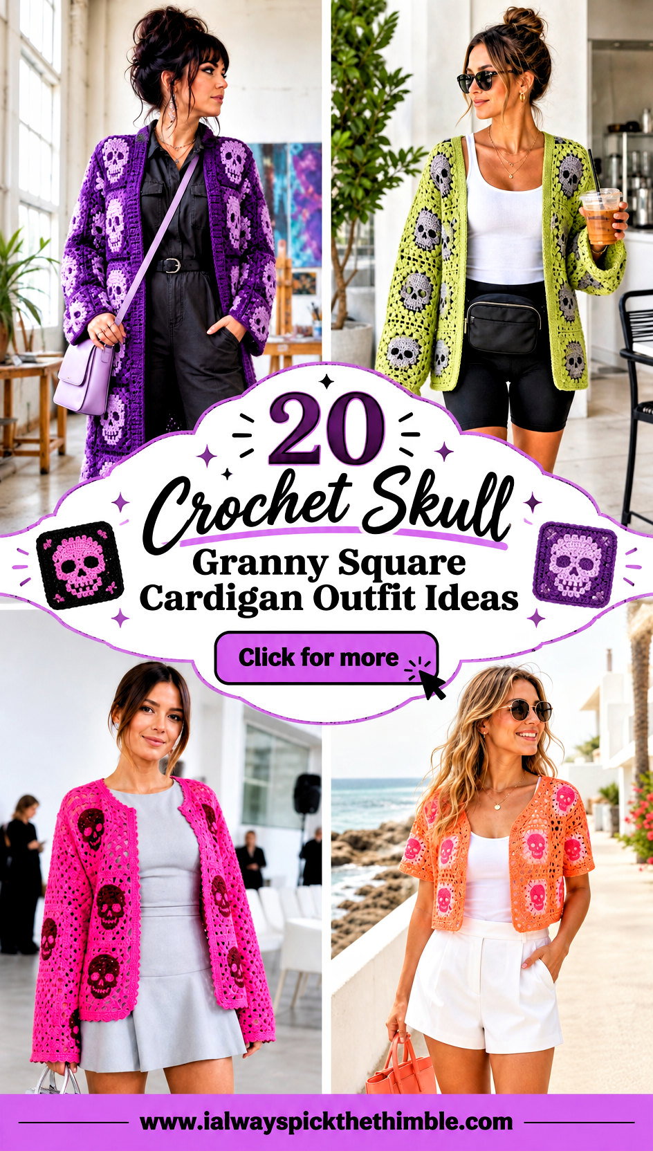 20 Crochet Skull Granny Square Cardigan Outfit Ideas - 20 Crochet Skull Granny Square Cardigan Outfit Ideas