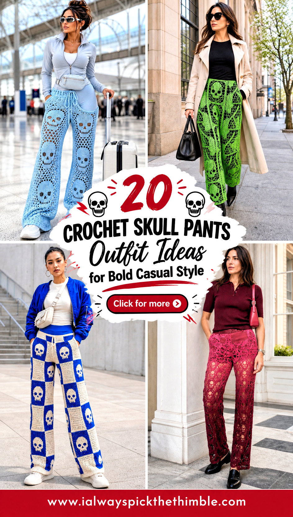 20 Crochet Skull Pants Outfit Ideas for Bold Casual Style - 20 Crochet Skull Pants Outfit Ideas for Bold Casual Style