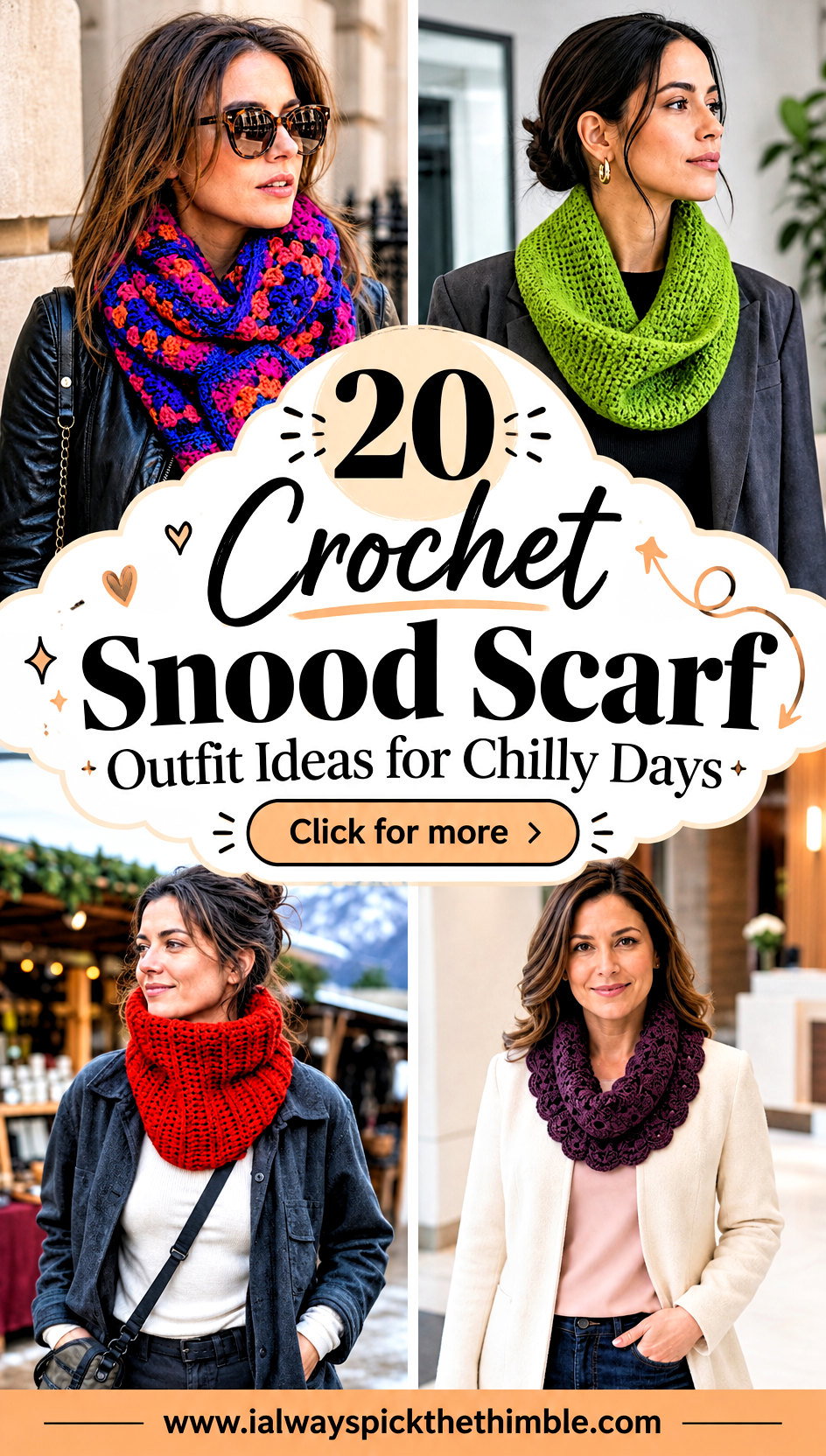 20 Crochet Snood Scarf Outfit Ideas for Chilly Days - 20 Crochet Snood Scarf Outfit Ideas for Chilly Days