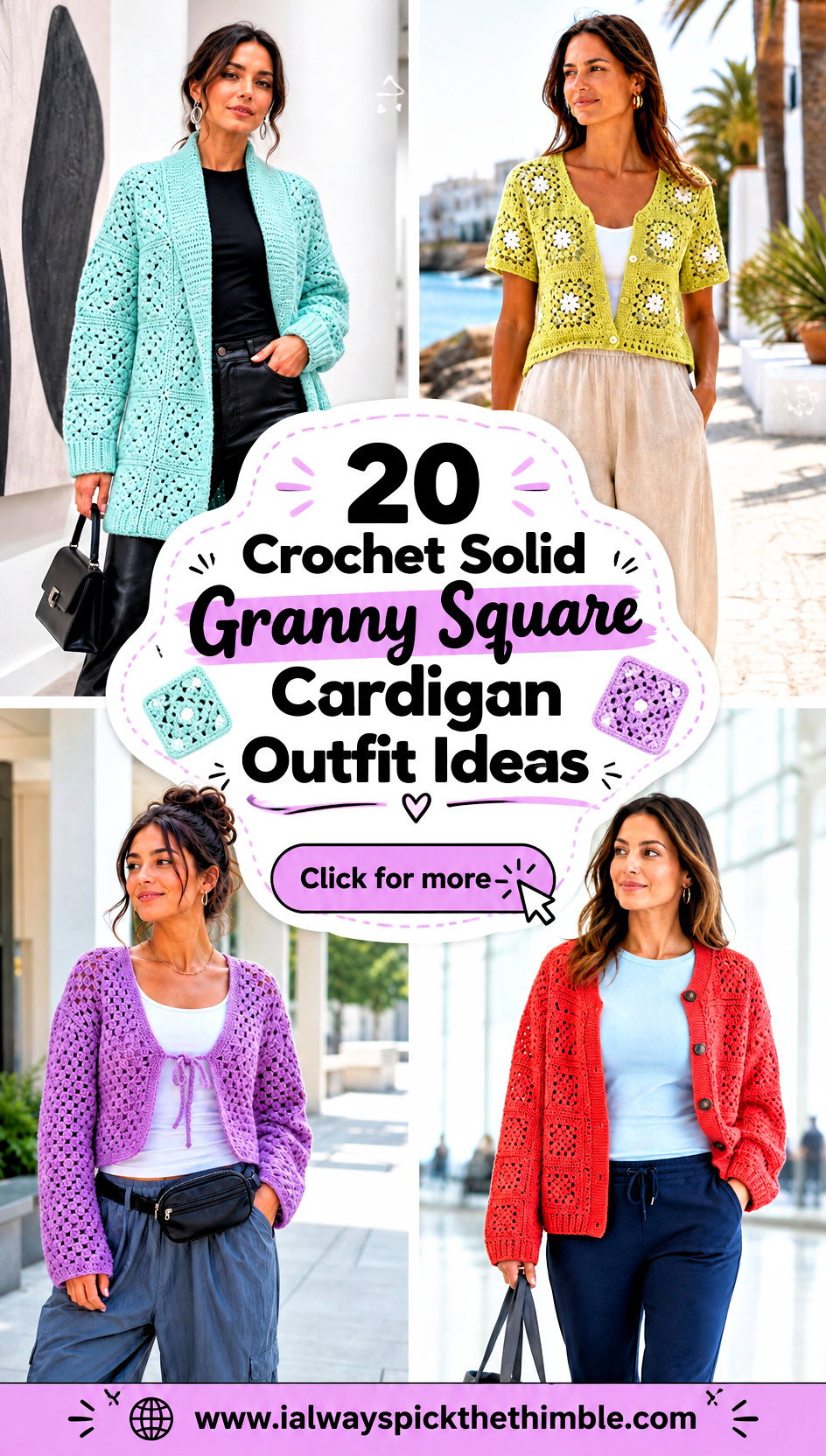 20 Crochet Solid Granny Square Cardigan Outfit Ideas - 20 Crochet Solid Granny Square Cardigan Outfit Ideas