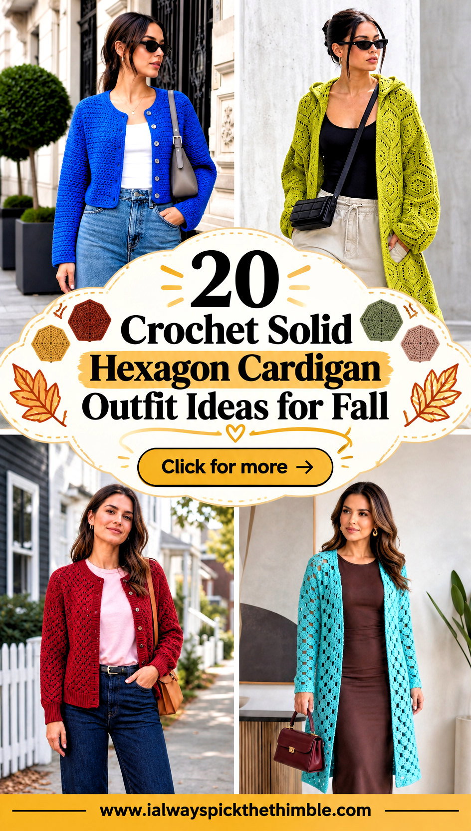 20 Crochet Solid Hexagon Cardigan Outfit Ideas for Fall - 20 Crochet Solid Hexagon Cardigan Outfit Ideas for Fall