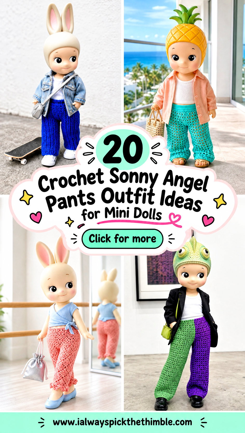 20 Crochet Sonny Angel Pants Outfit Ideas for Mini Dolls - 20 Crochet Sonny Angel Pants Outfit Ideas for Mini Dolls