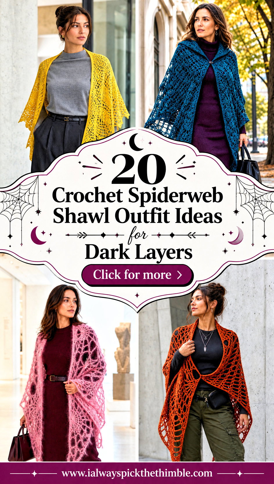 20 Crochet Spiderweb Shawl Outfit Ideas for Dark Layers - 20 Crochet Spiderweb Shawl Outfit Ideas for Dark Layers