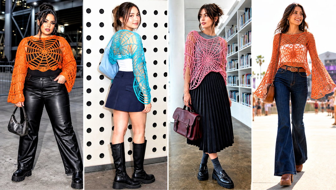 20 Crochet Spiderweb Top Outfit Ideas for Edgy Looks