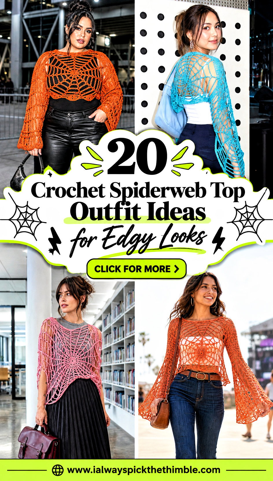 20 Crochet Spiderweb Top Outfit Ideas for Edgy Looks - 20 Crochet Spiderweb Top Outfit Ideas for Edgy Looks