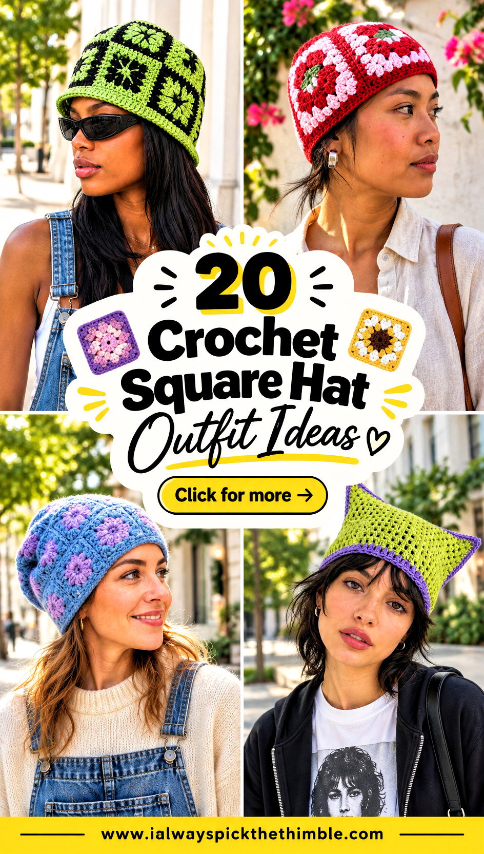 20 Crochet Square Hat Outfit Ideas for Casual Weekends - 20 Crochet Square Hat Outfit Ideas for Casual Weekends