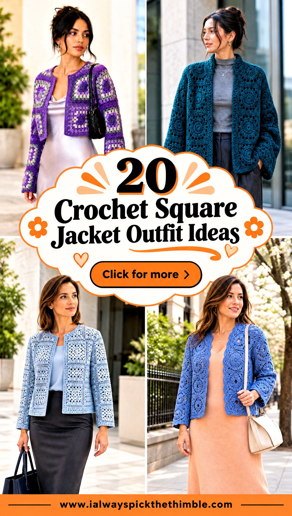 20 Crochet Square Jacket Outfit Ideas for Retro Style - 20 Crochet Square Jacket Outfit Ideas for Retro Style